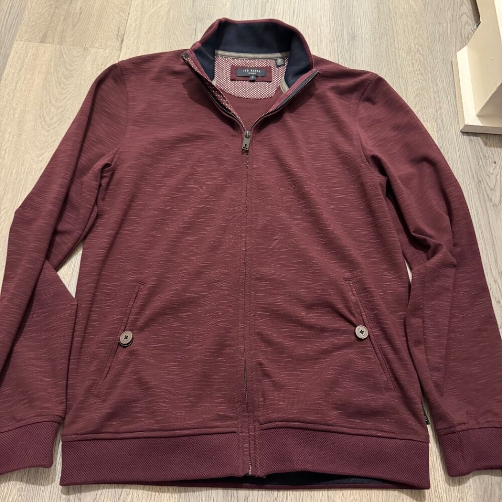Ted Baker Men's London Maroon Quarter Zip Knit Sweater